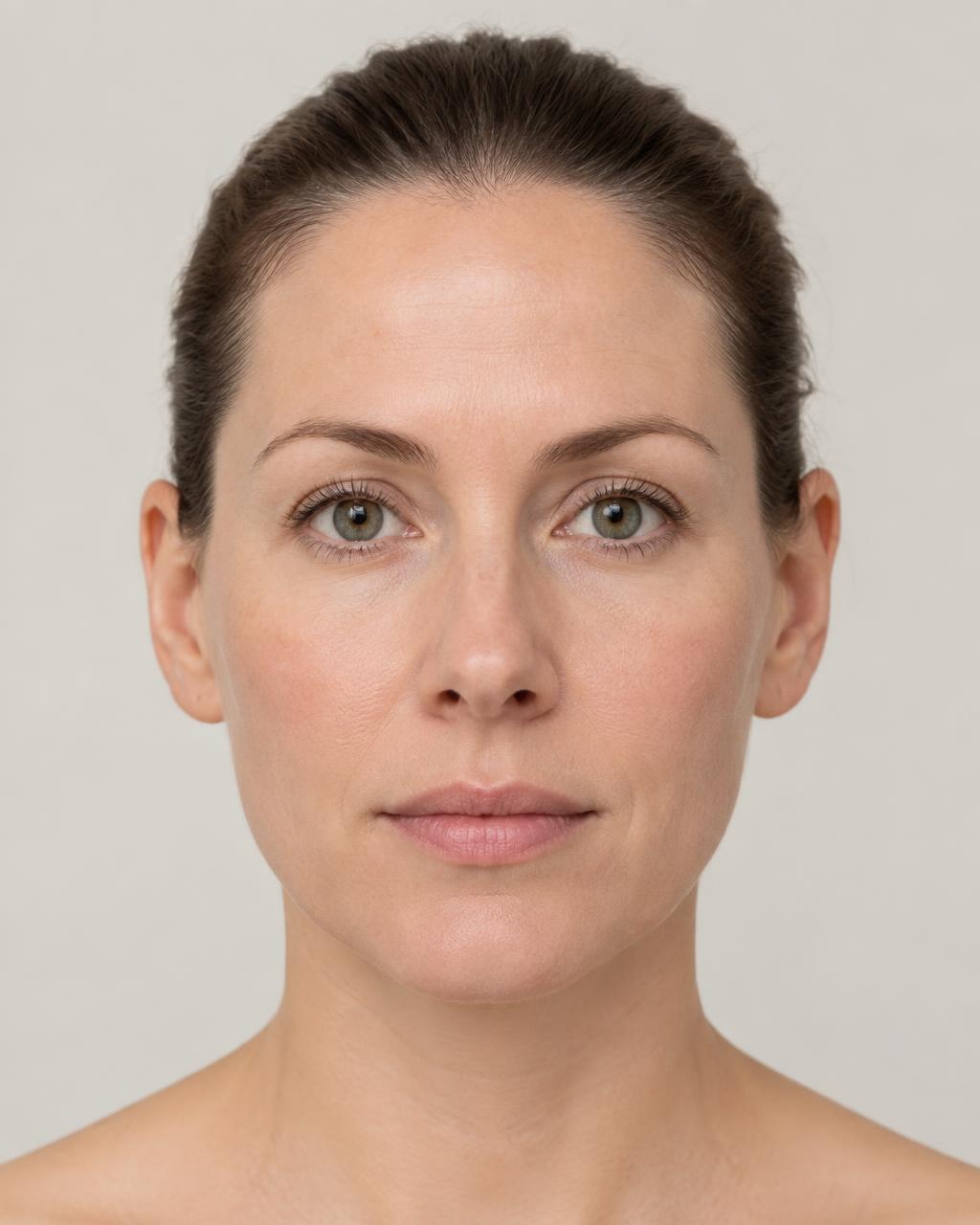 Portrait féminin de face utilisé comme repère des zones anatomiques